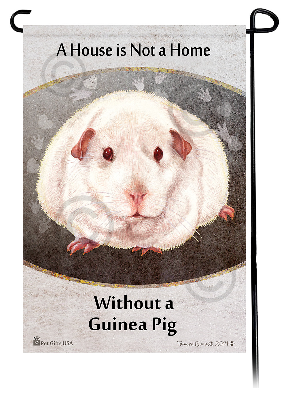 An image of the Guinea Pig Pink Eye White (Albino) A House Is Not A Home - Garden Flag