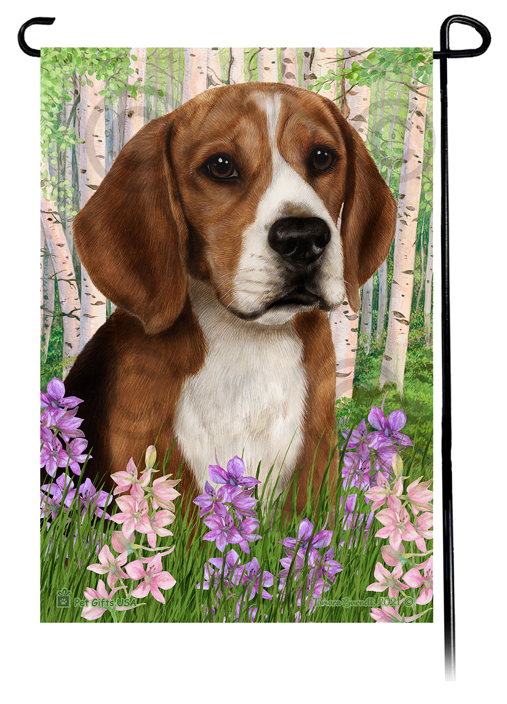 Beagle Spring Flowers Flag image