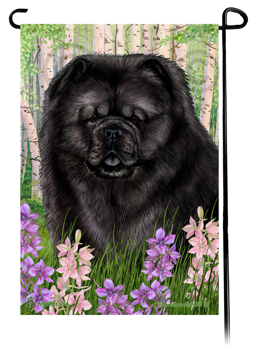 Chow Chow Black Spring Flowers Flag image