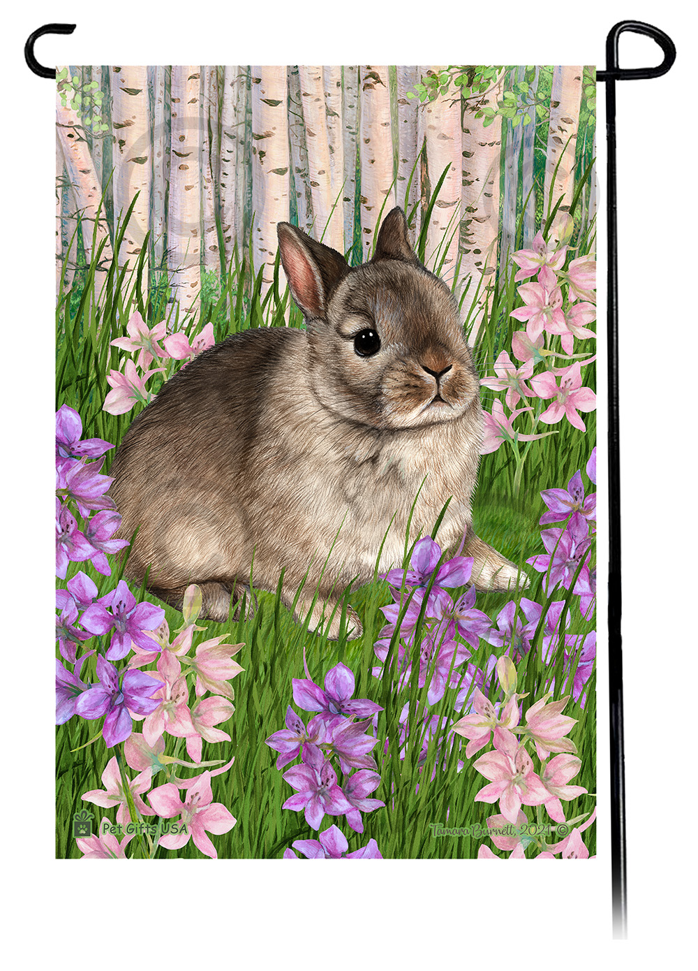 Rabbit Netherland Dwarf Aguati Spring Flowers Flag image
