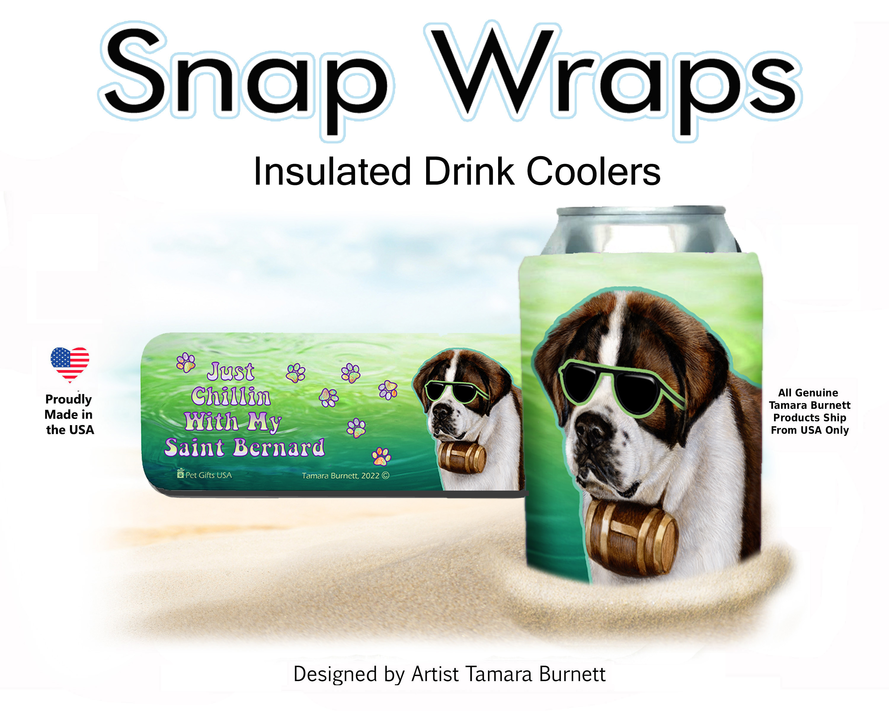 An image of the Saint Bernard Snap Wrap Insulated Drink Holder Cozy