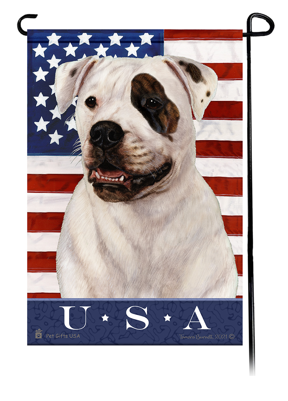 American Bulldog Brindle Eye True Blue Garden Flag image
