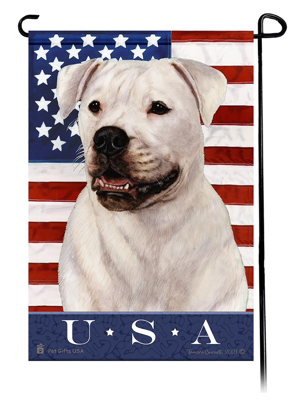 American Bulldog White True Blue Garden Flag image