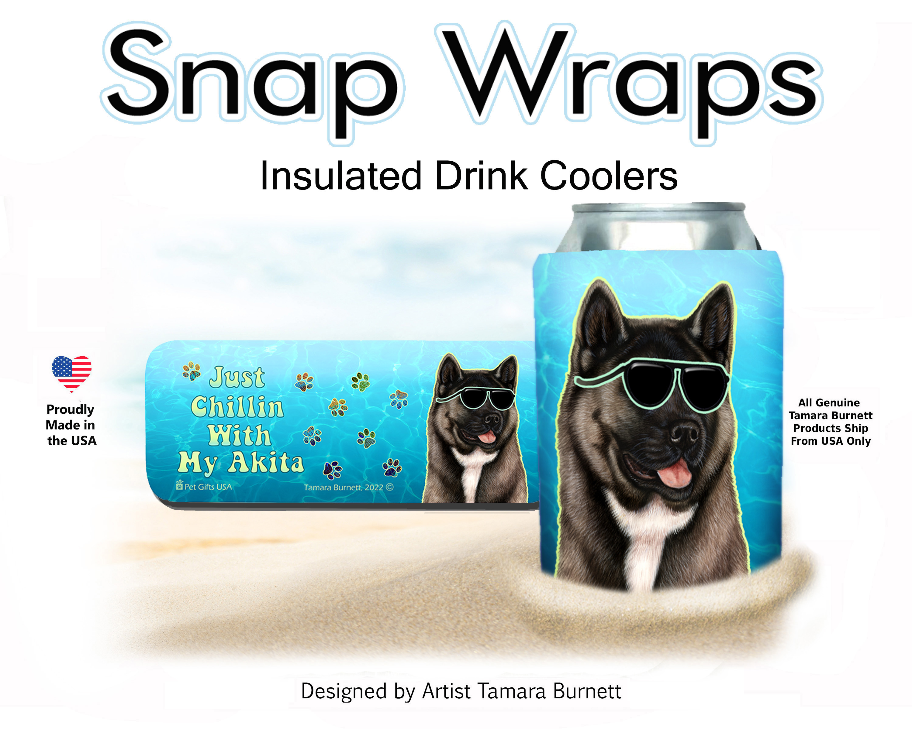 Akita Silver Snap Wrap Insulated Drink Holder image