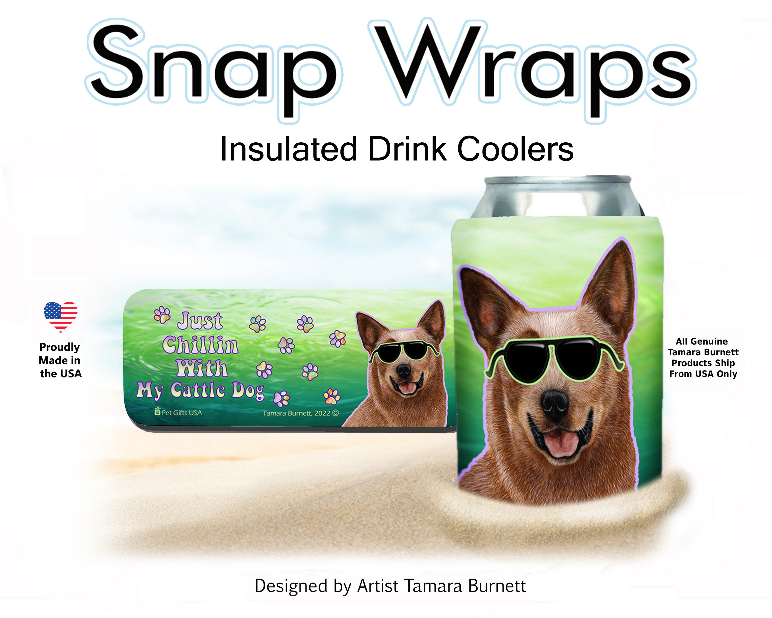 Australian Cattledog Red Heeler Snap Wrap Insulated Drink Holder image