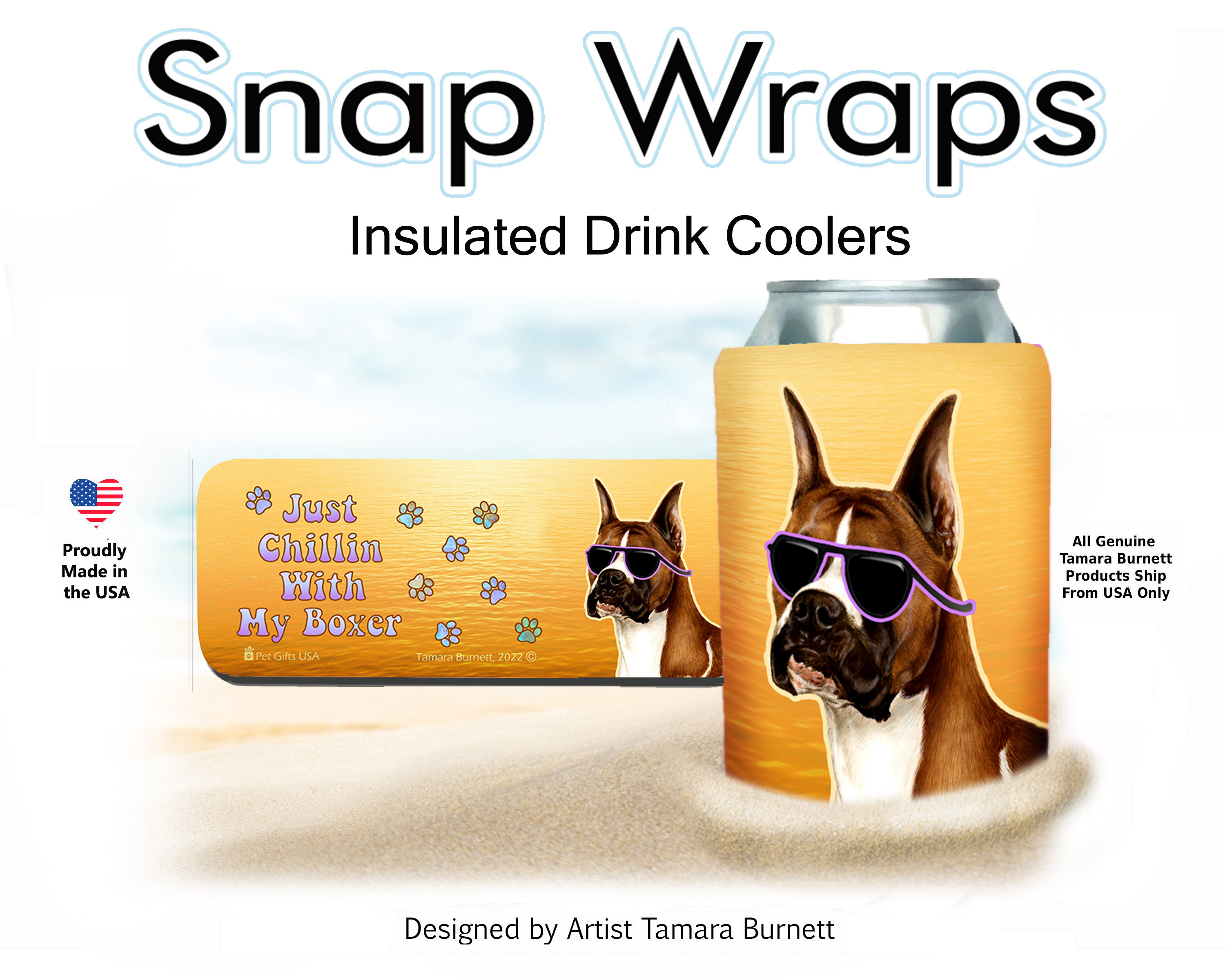 Boxer Fawn Cropped Snap Wrap Insulated Drink Holder image