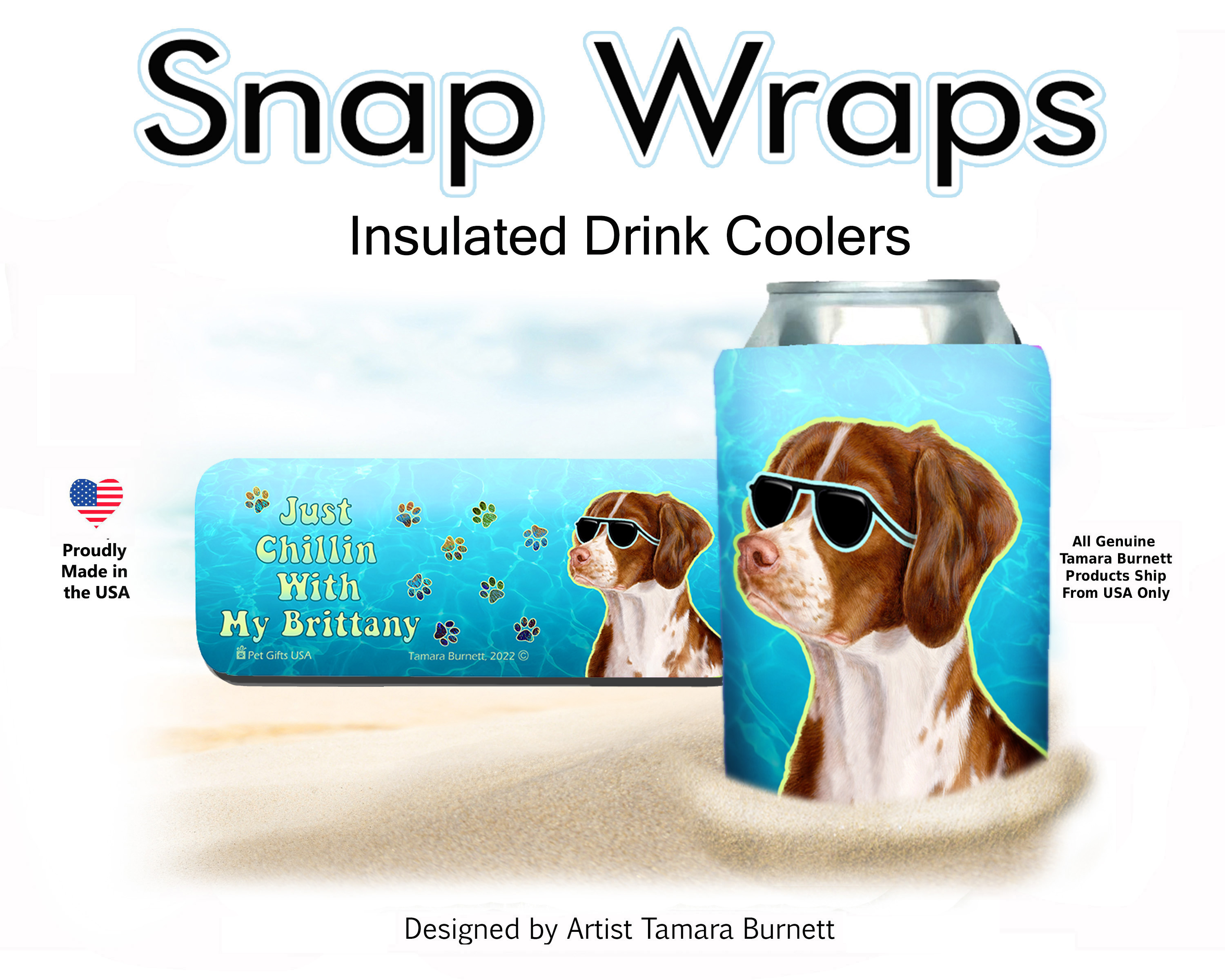 Brittany Spaniel Orange & White Snap Wrap Insulated Drink Holder image