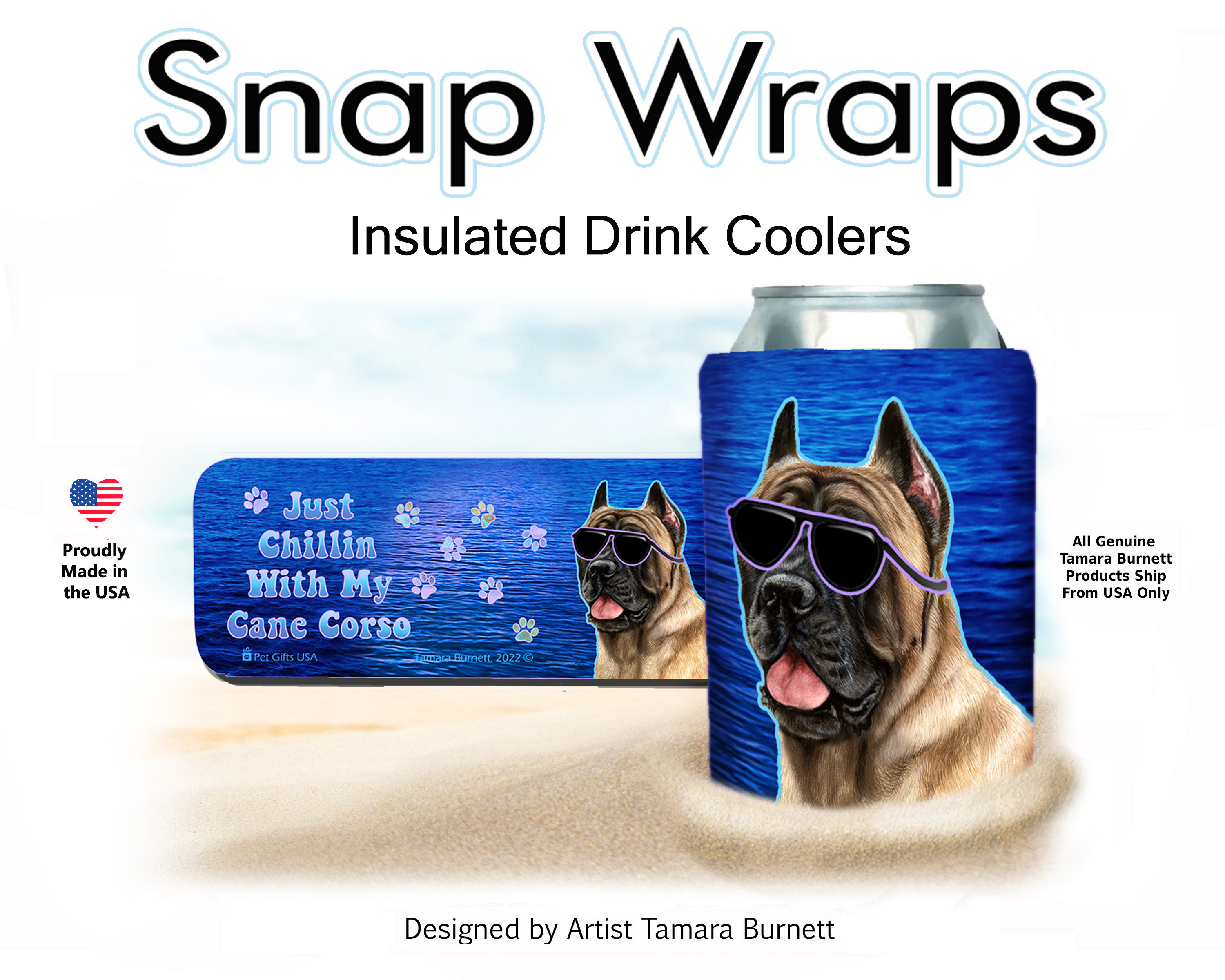 Cane Corso Fawn Snap Wrap Insulated Drink Holder image