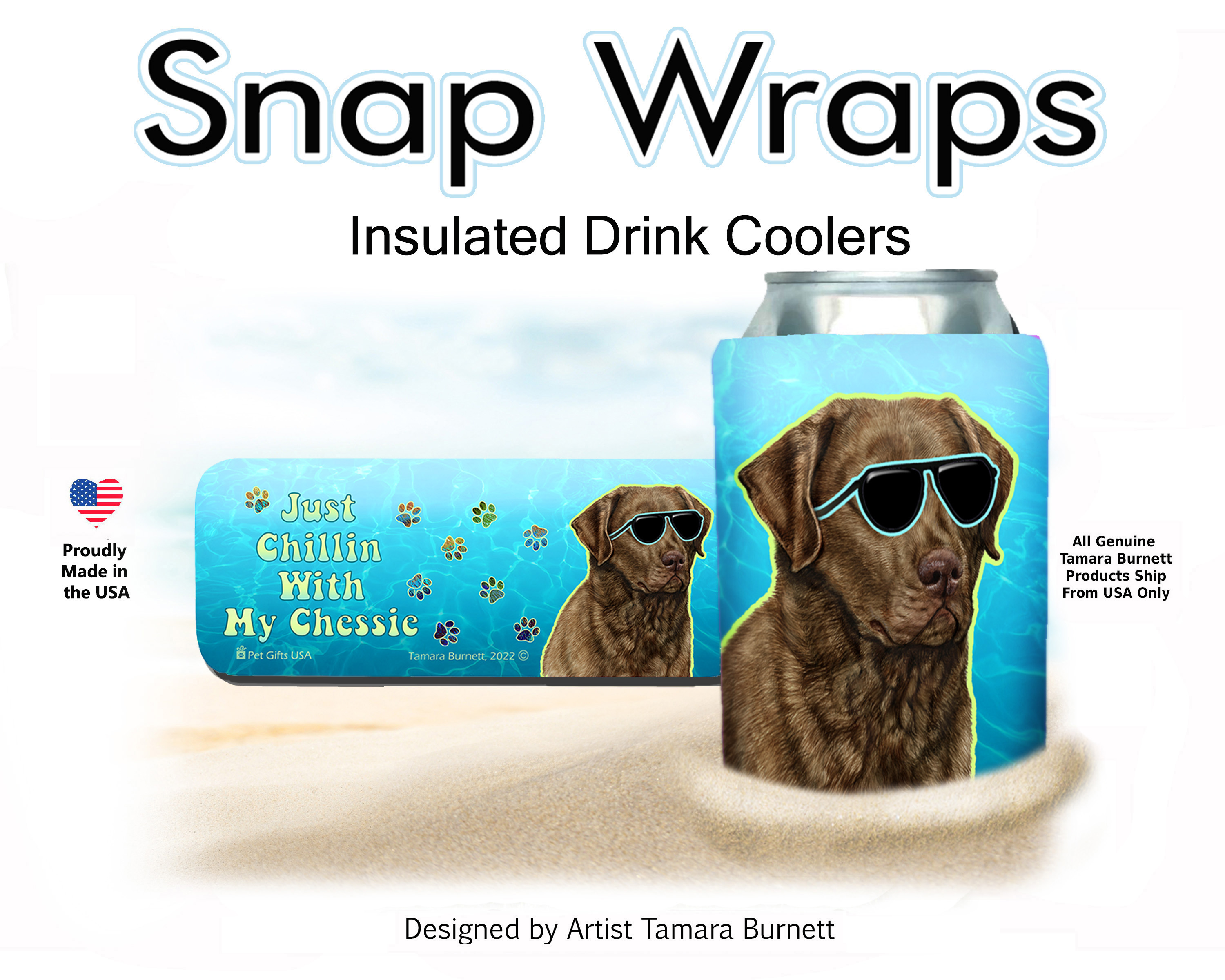 An image of the Chesapeake Retriever Brown Snap Wrap Insulated Drink Holder