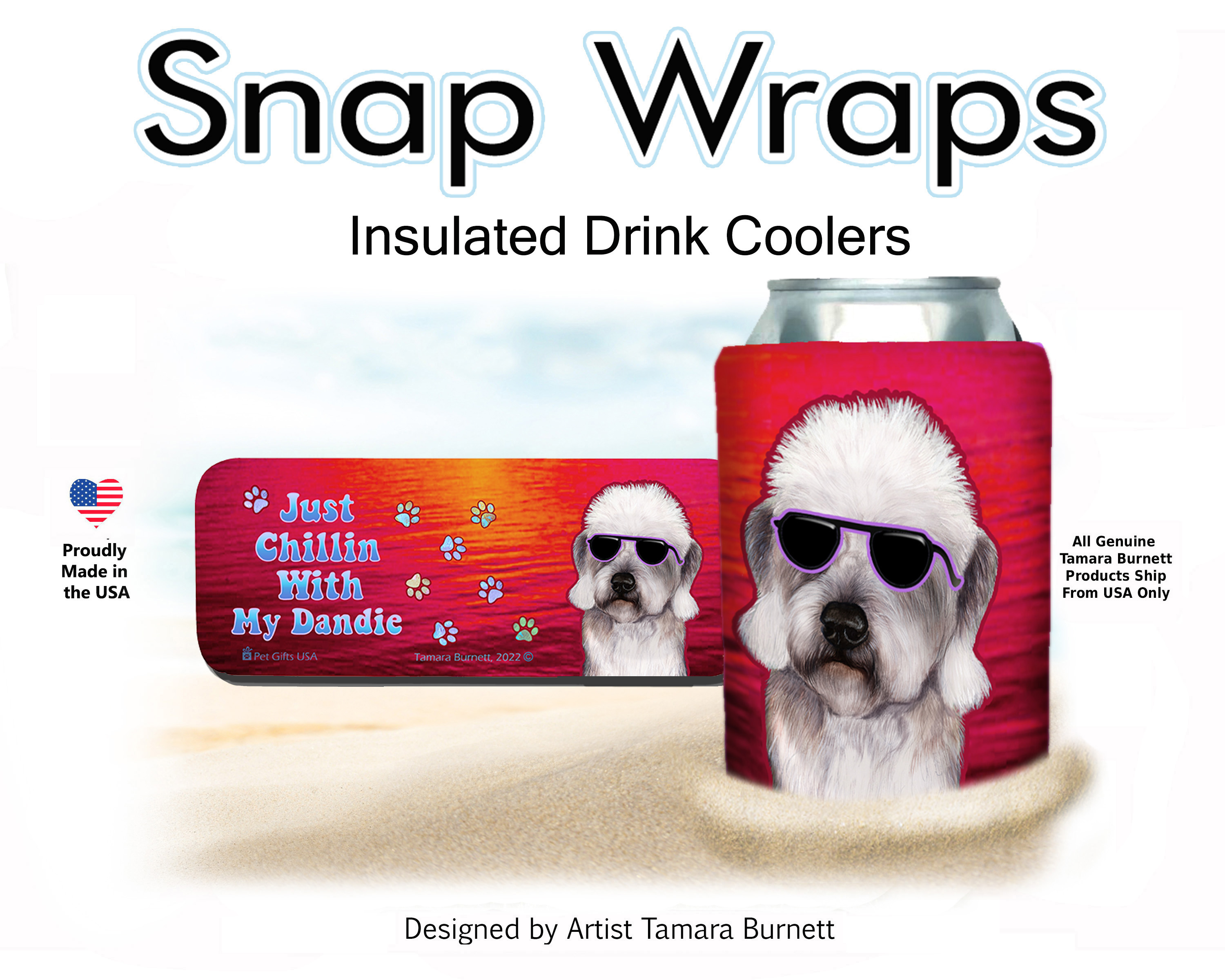 Dandie Dinmont Terrier Pepper Snap Wrap Insulated Drink Holder image