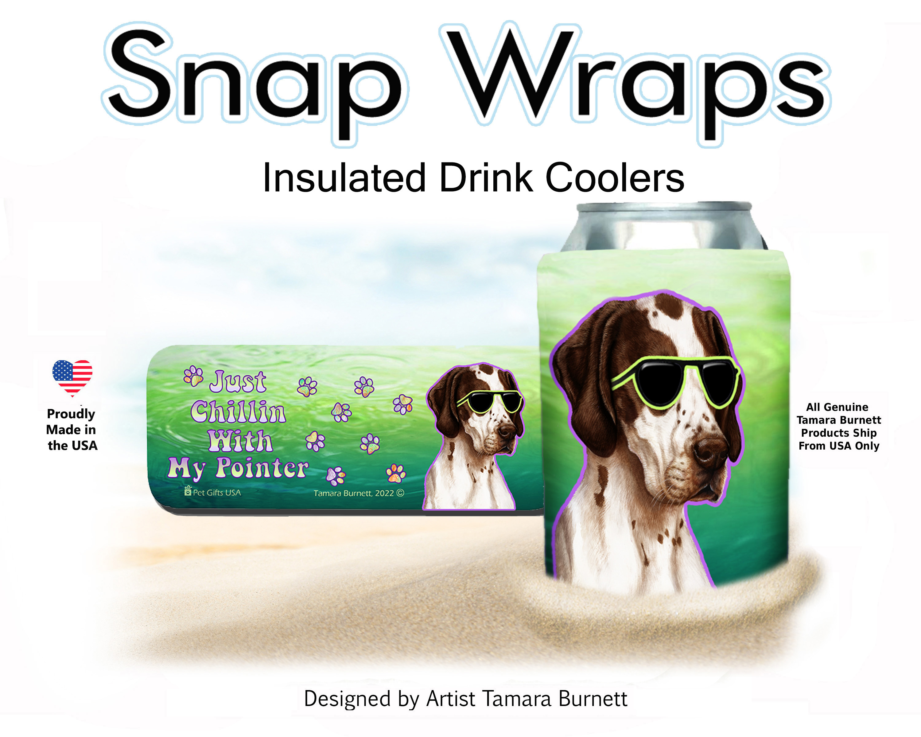 English Pointer Liver & White Snap Wrap Insulated Drink Holder image