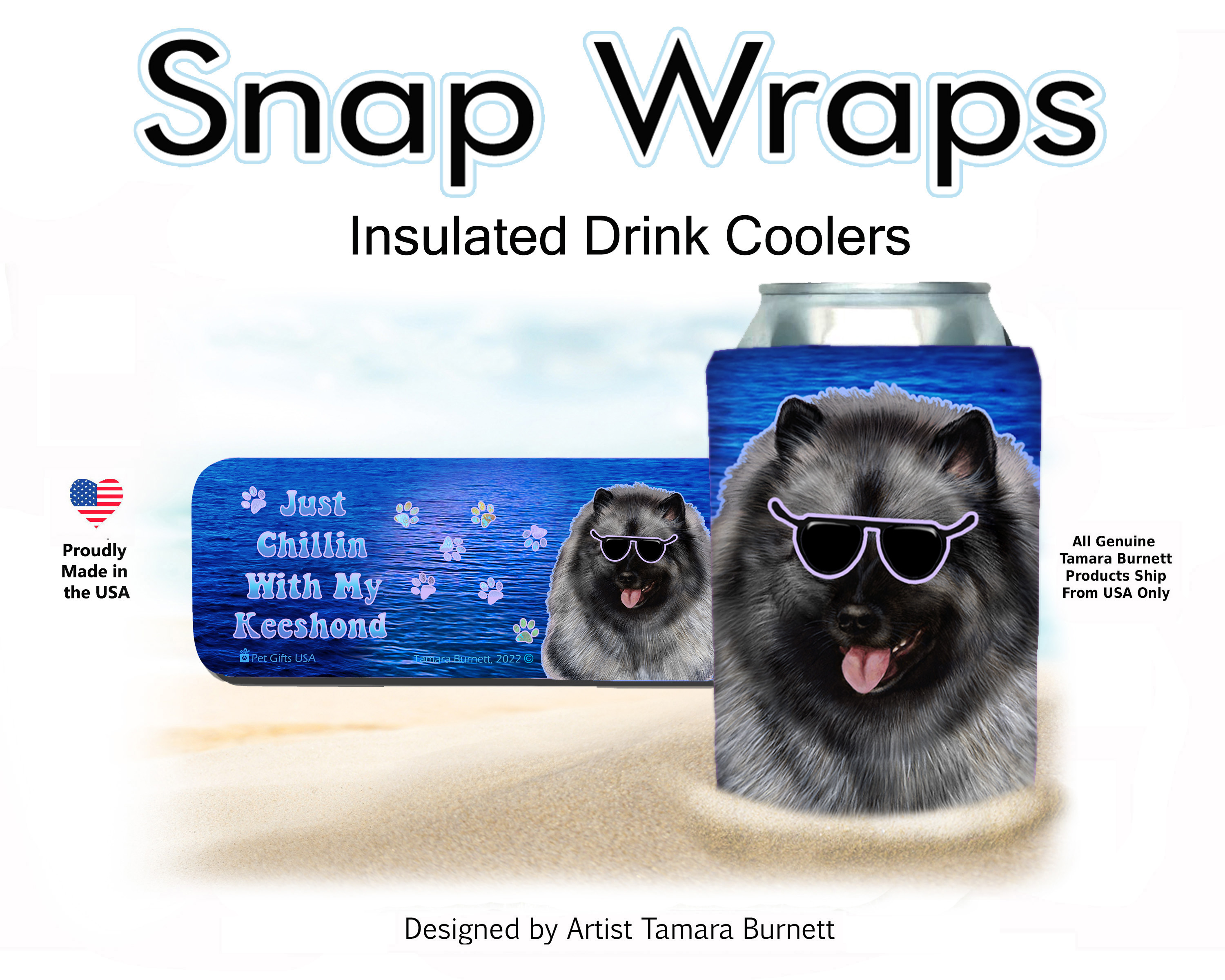 An image of product 18482 Keeshond Snap Wrap Insulated Drink Holder