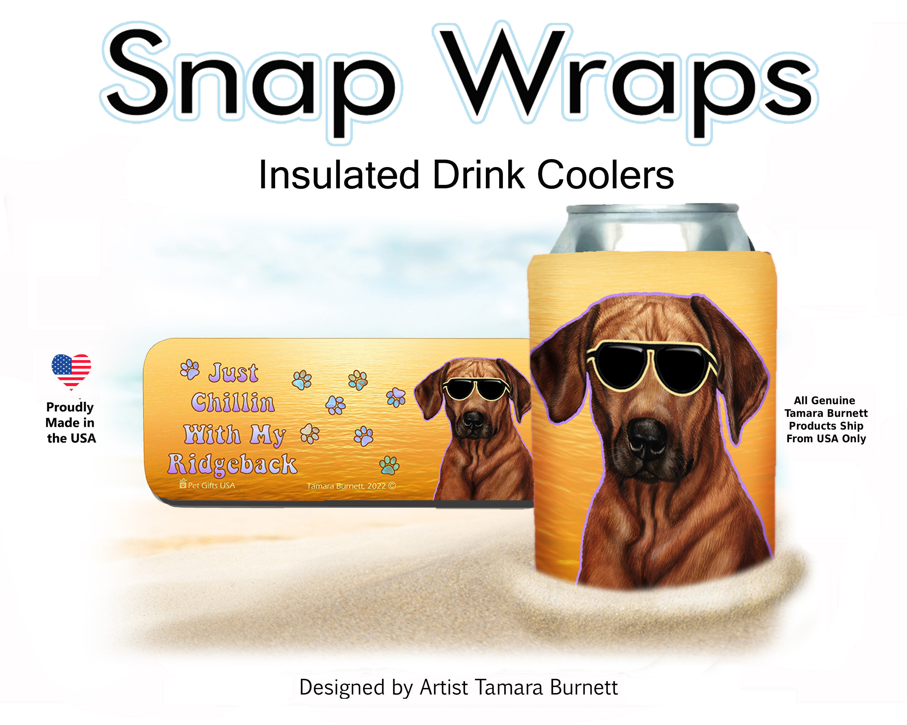 An image of the Rhodesian Ridgeback Snap Wrap Insulated Drink Holder