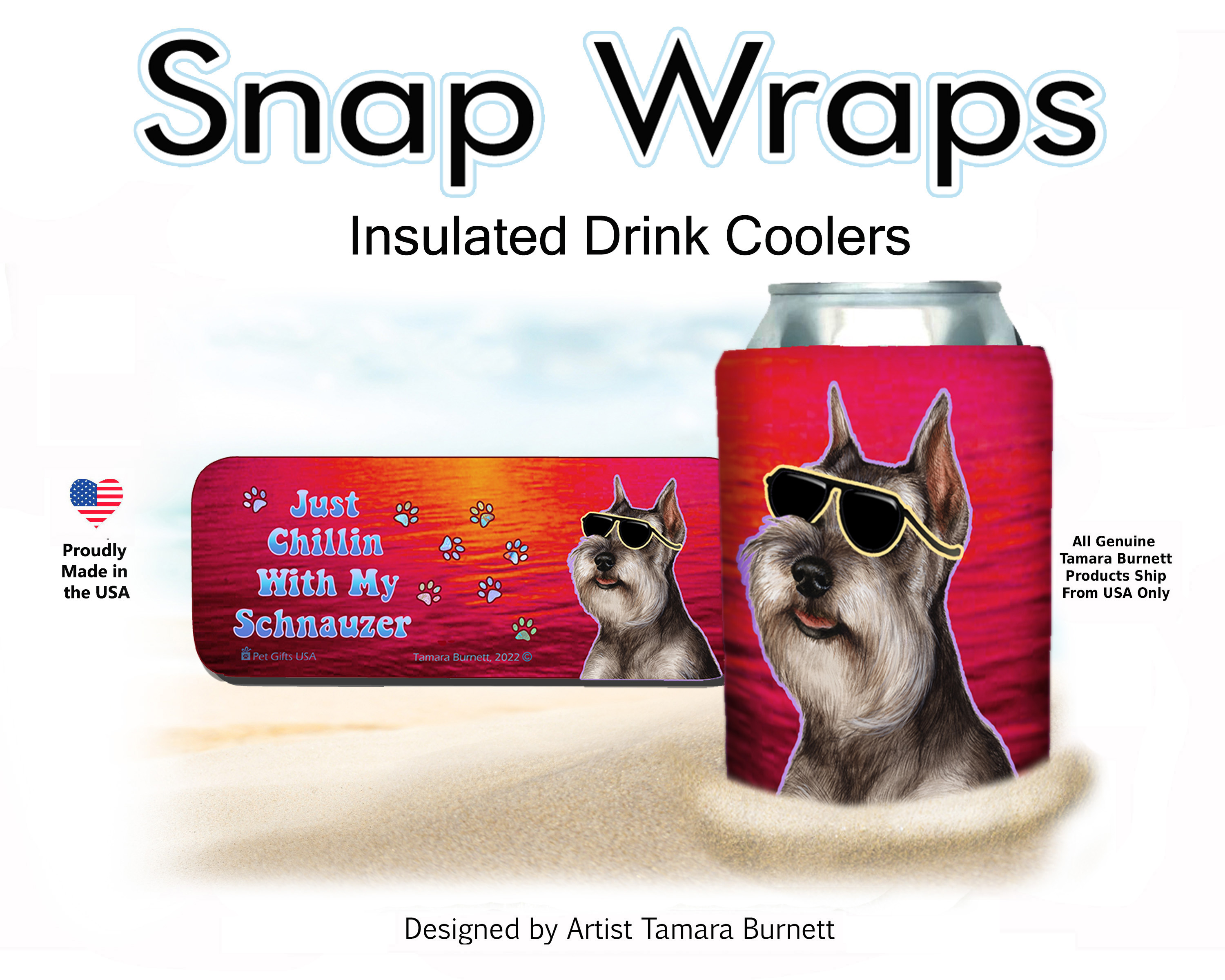 An image of the Schnauzer Grey Cropped Snap Wrap Insulated Drink Holder