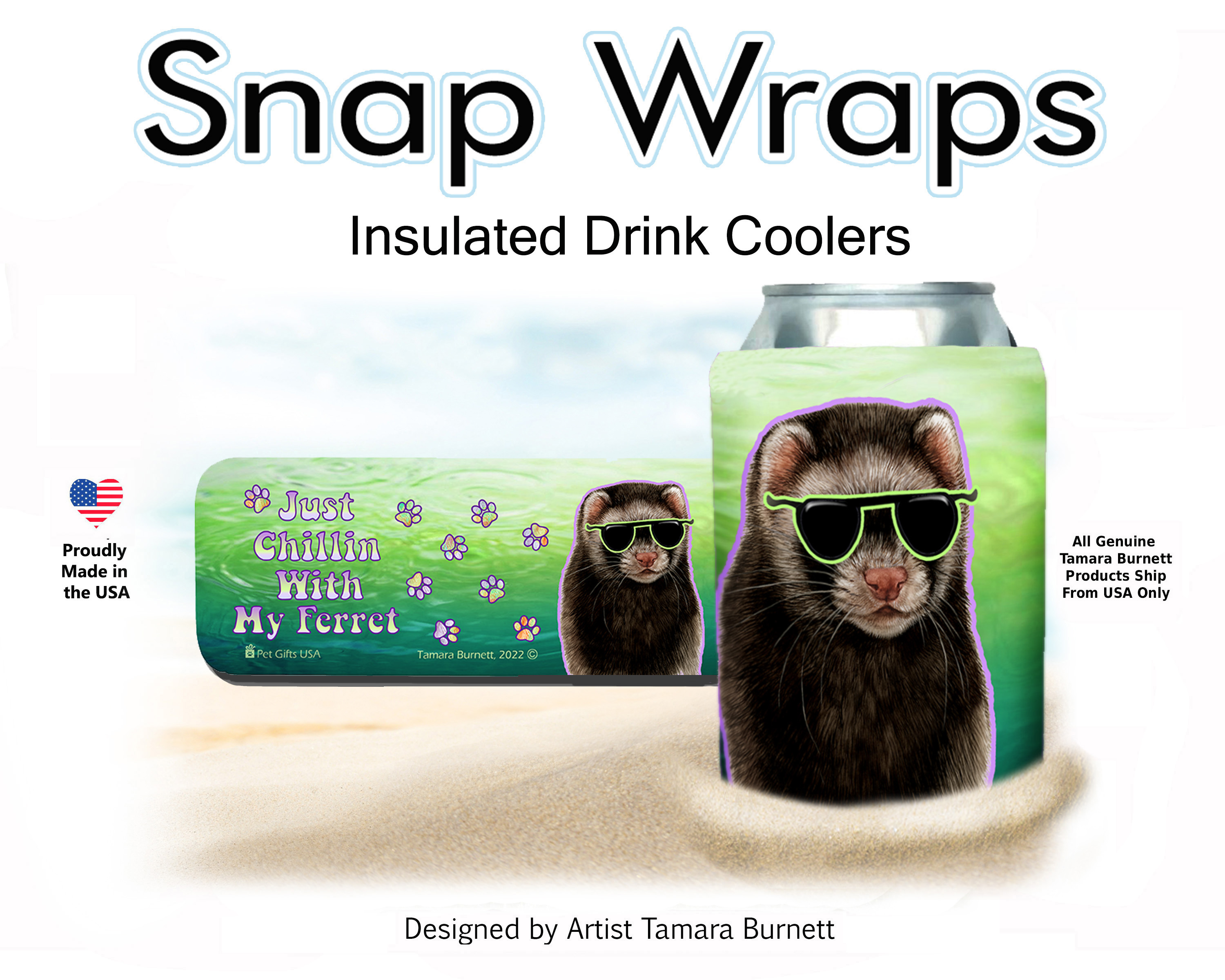 An image of the Ferret Black Sable Snap Wrap Insulated Drink Holder