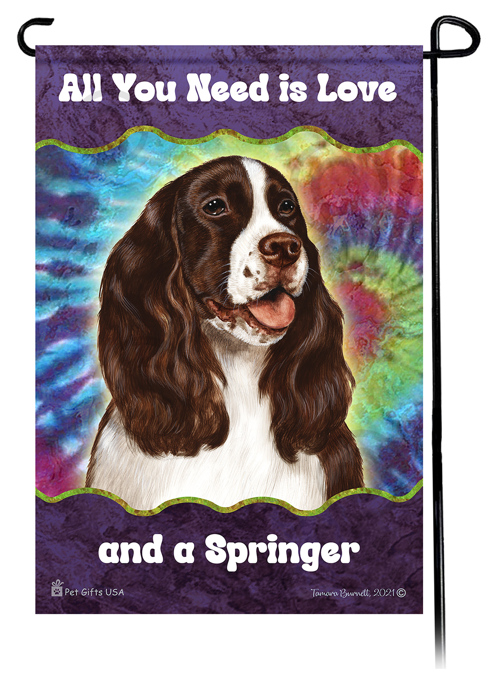 Springer Spaniel Liver & White Woofstock Garden Flag image