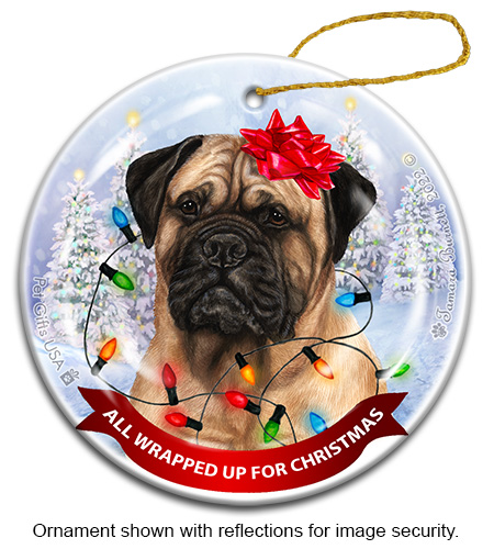BullMastiff Fawn All Wrapped Up Ornament Image