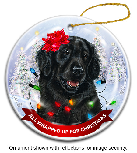 Flat Coated Retriever All Wrapped Up Ornament image