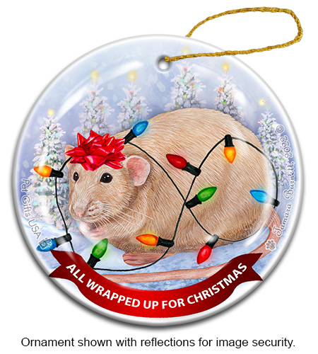 An image of the Rat Beige Solid All Wrapped Up Ornament