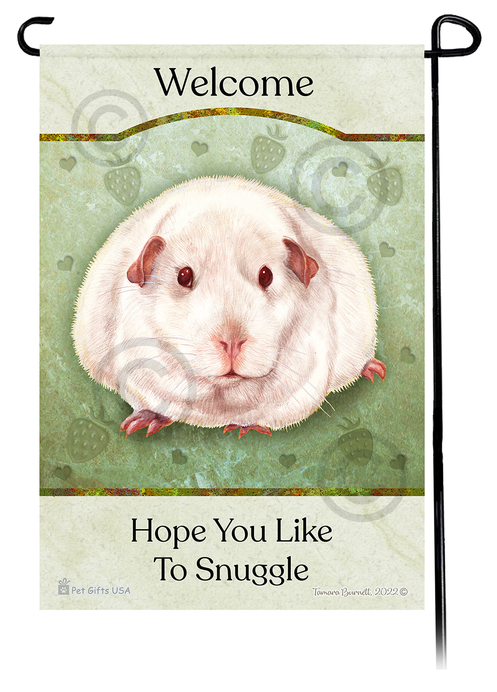 Guinea Pig Pink Eye White (Albino) Hope You're Ready To Snuggle Flags image