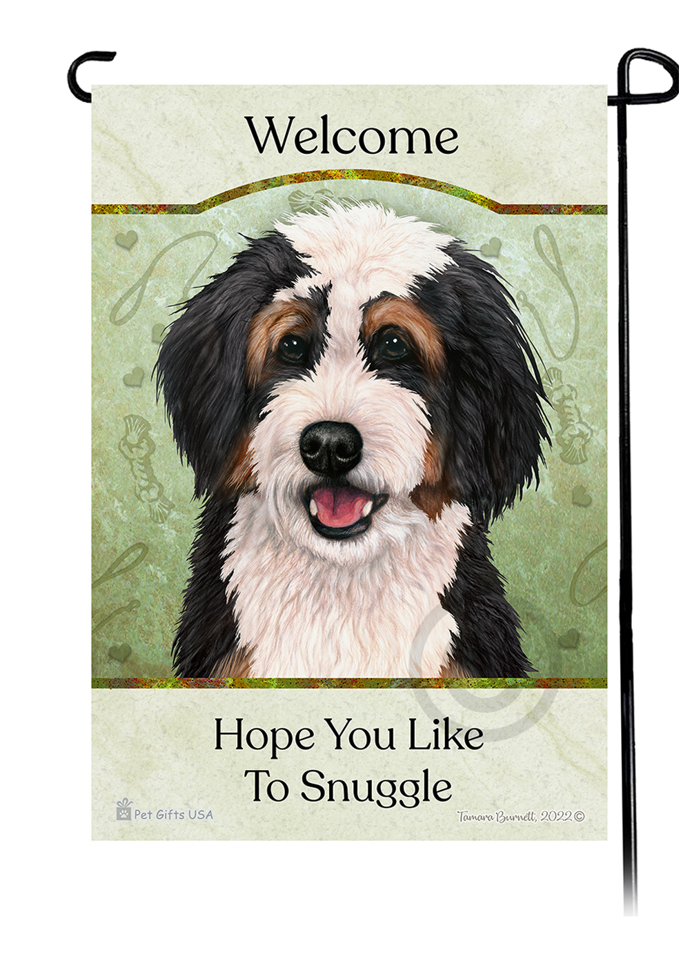 Bernedoodle Tri Color Hope You're Ready To Snuggle Flags Image