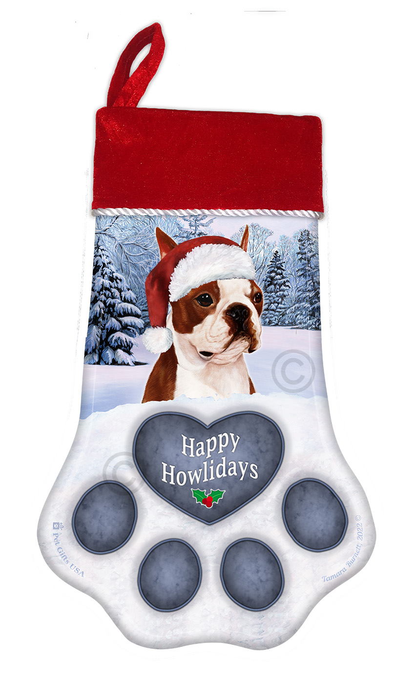 An image of the Boston Terrier Holiday Stocking