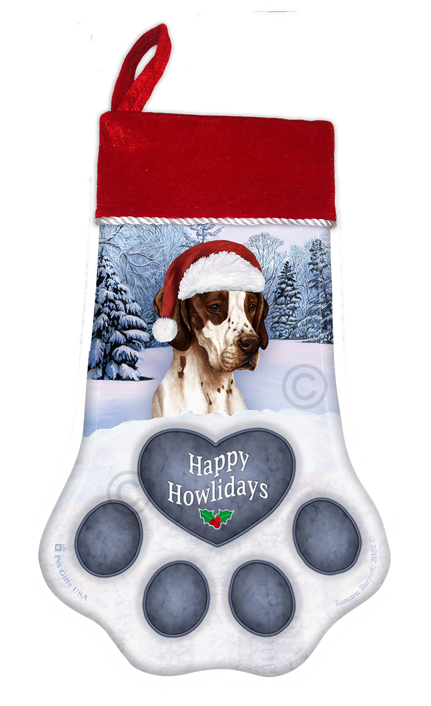 English Pointer Liver & White Holiday Stocking image