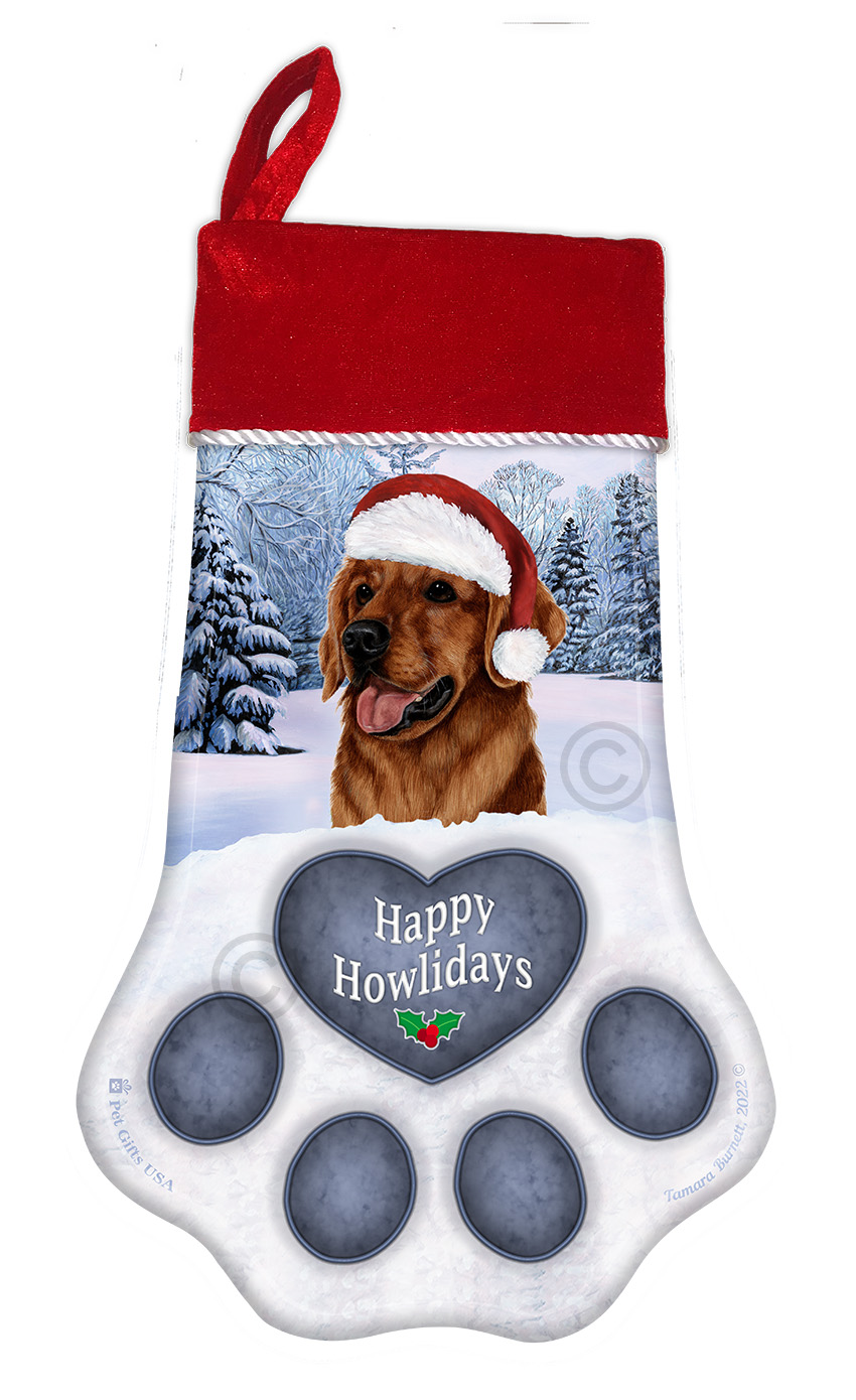 An image of the Golden Retriever Red Holiday Stocking