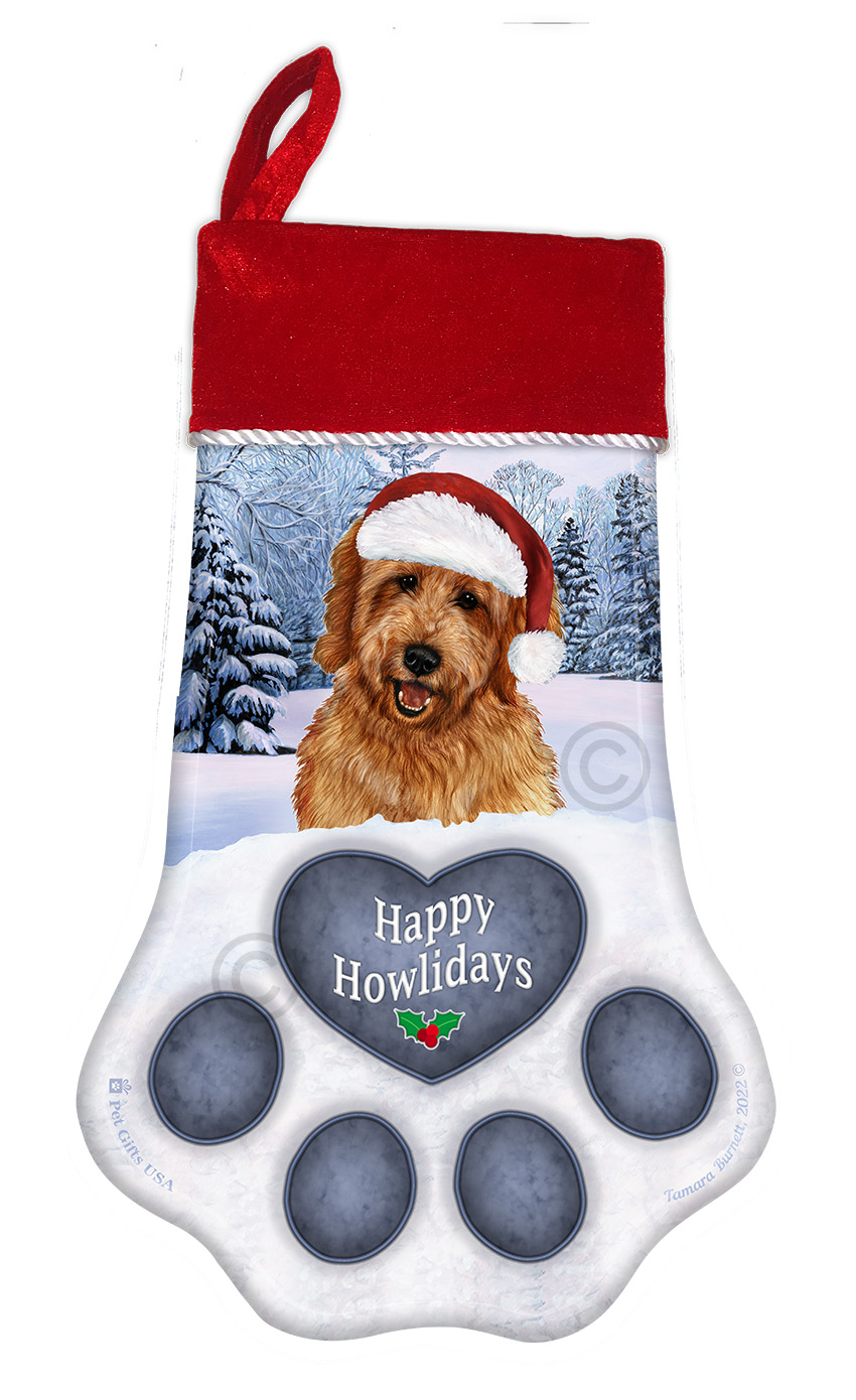 Goldendoodle Red Holiday Stocking image