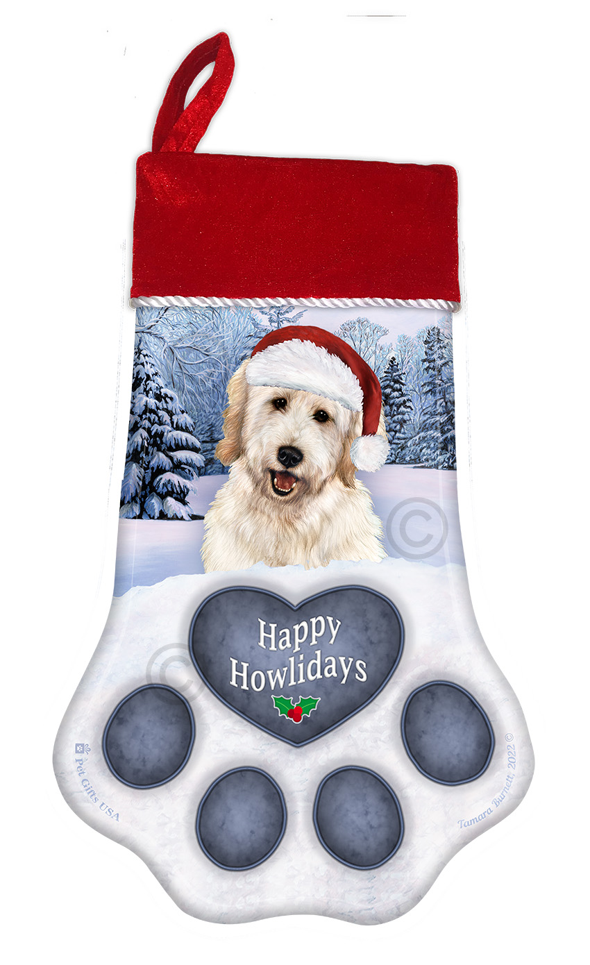 Goldendoodle White Holiday Stocking image