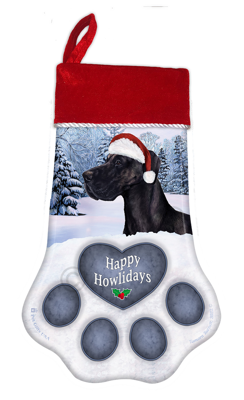 Great Dane Black Uncropped Holiday Stocking image