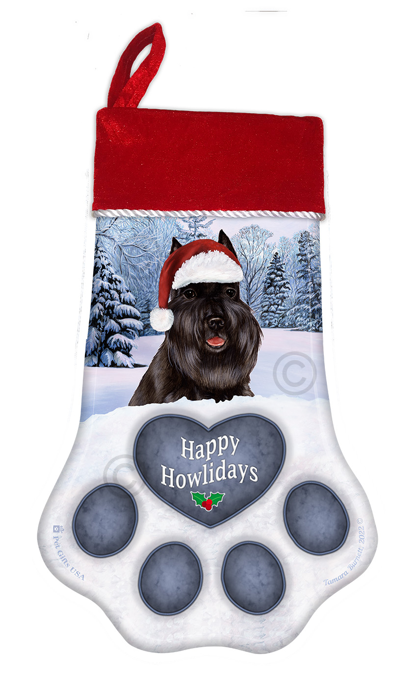 An image of the Schnauzer Black Cropped Holiday Stocking