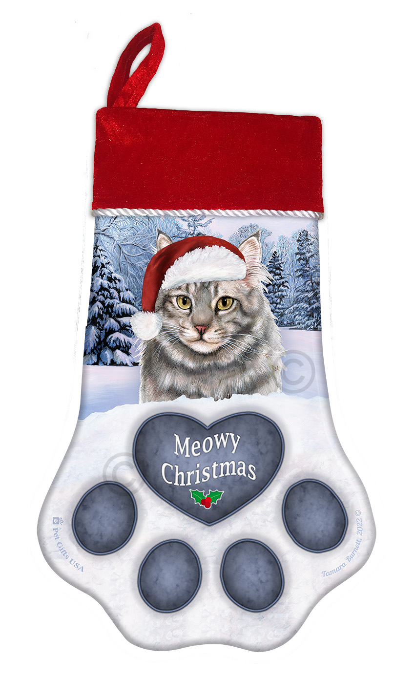 An image of product 22495 Main Coon Blue Holiday Stocking