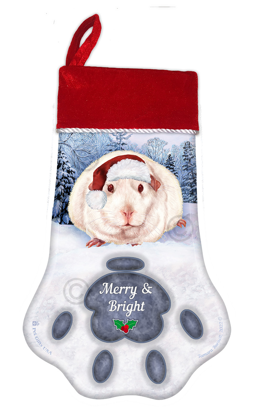 An image of the Pink Eyed White Guinea Pig Holiday Stocking