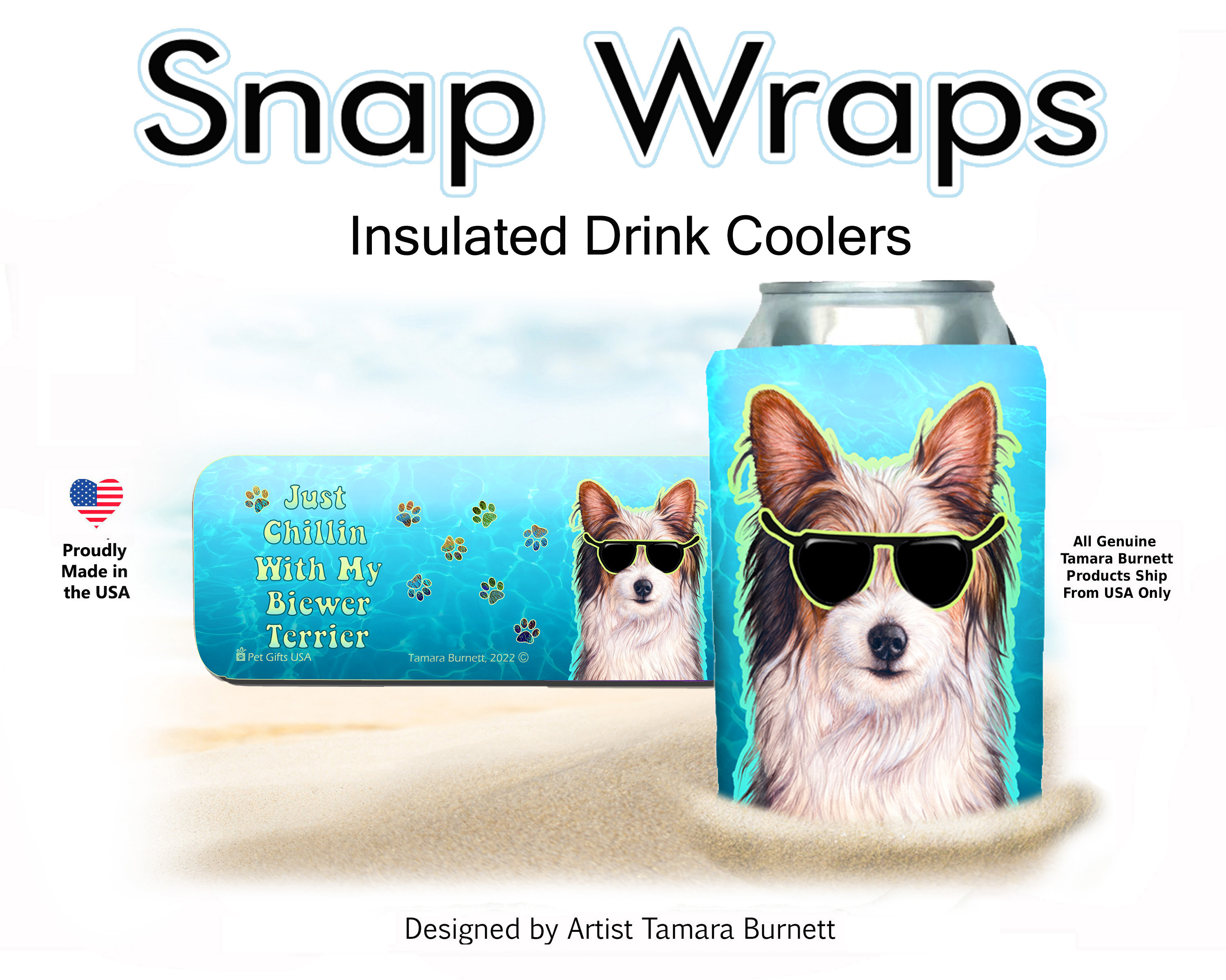 Biewer Terrier Snap Wrap Insulated Drink Holder Image