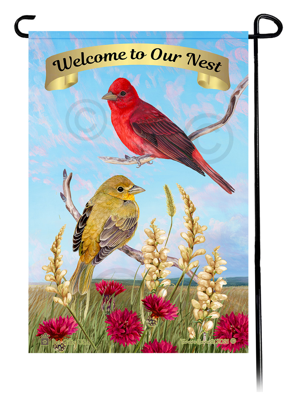 An image of product 22988 Summer Tanager - Welcome Garden Flag