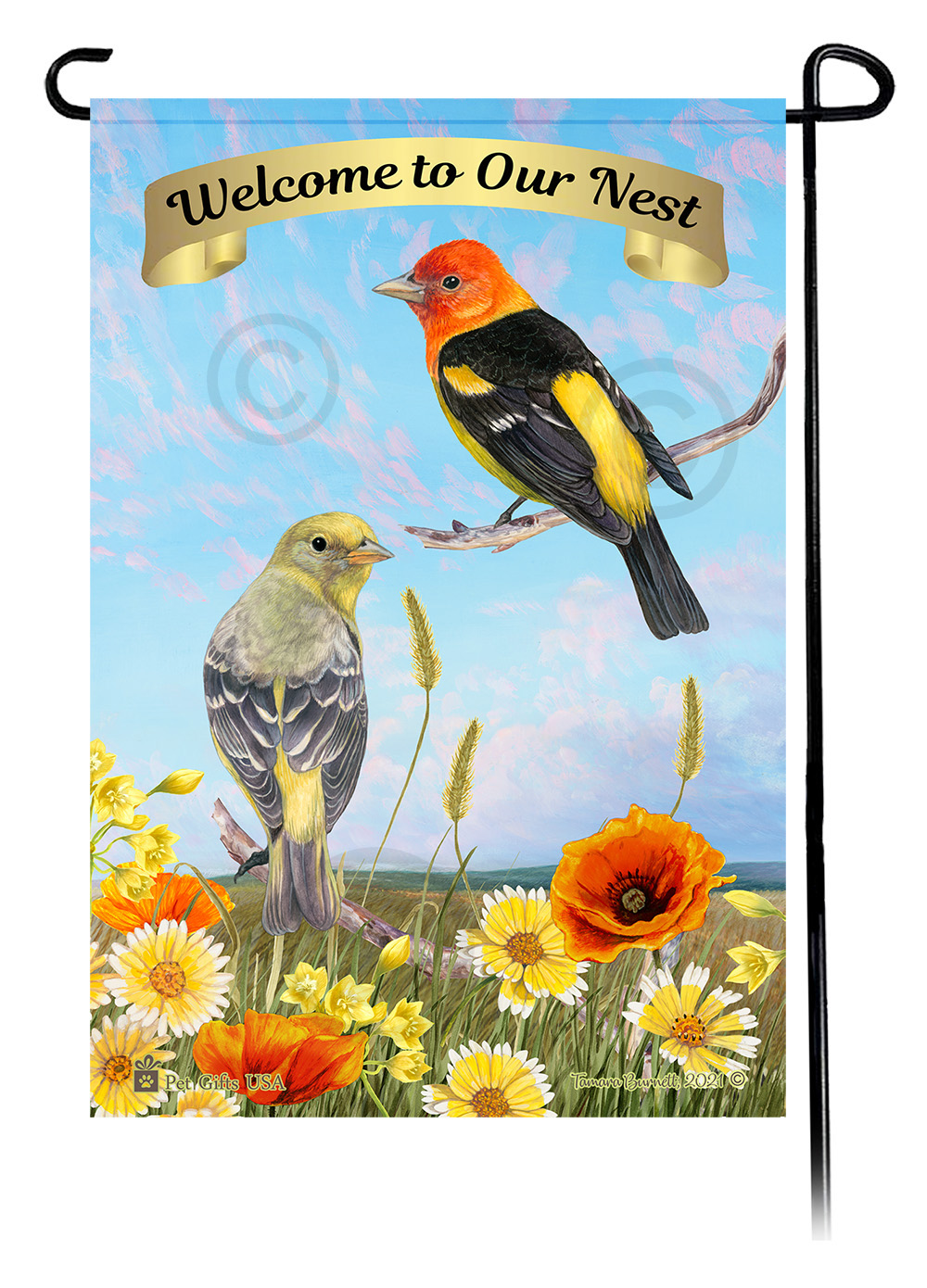 An image of product 22989 Western Tanager - Welcome Garden Flag