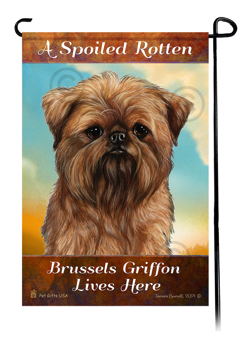An image of the A Spoiled Rotten Brussels Griffon Lives Here - Garden Flag