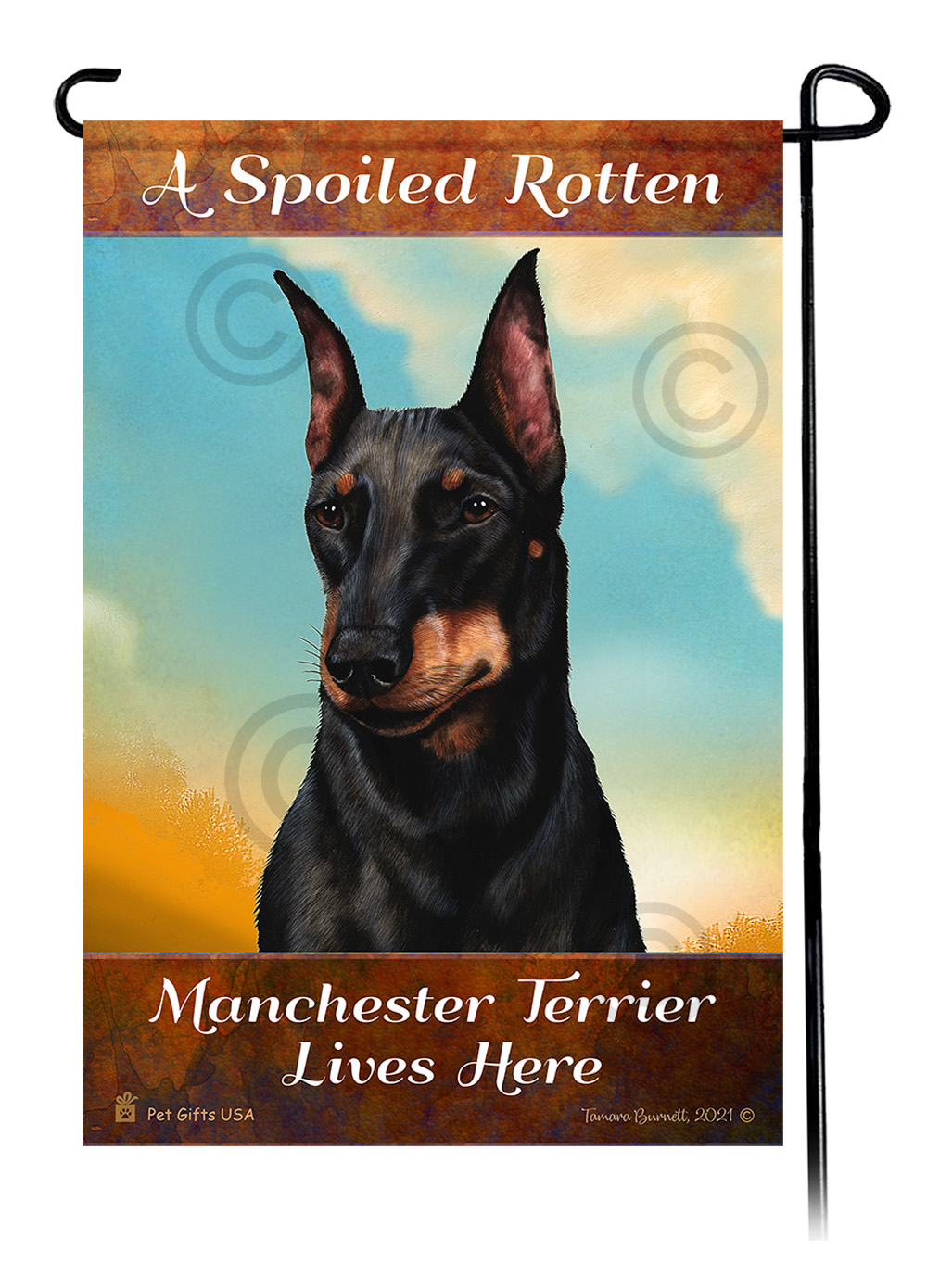 An image of the A Spoiled Rotten Manchester Terrier Lives Here - Garden Flag