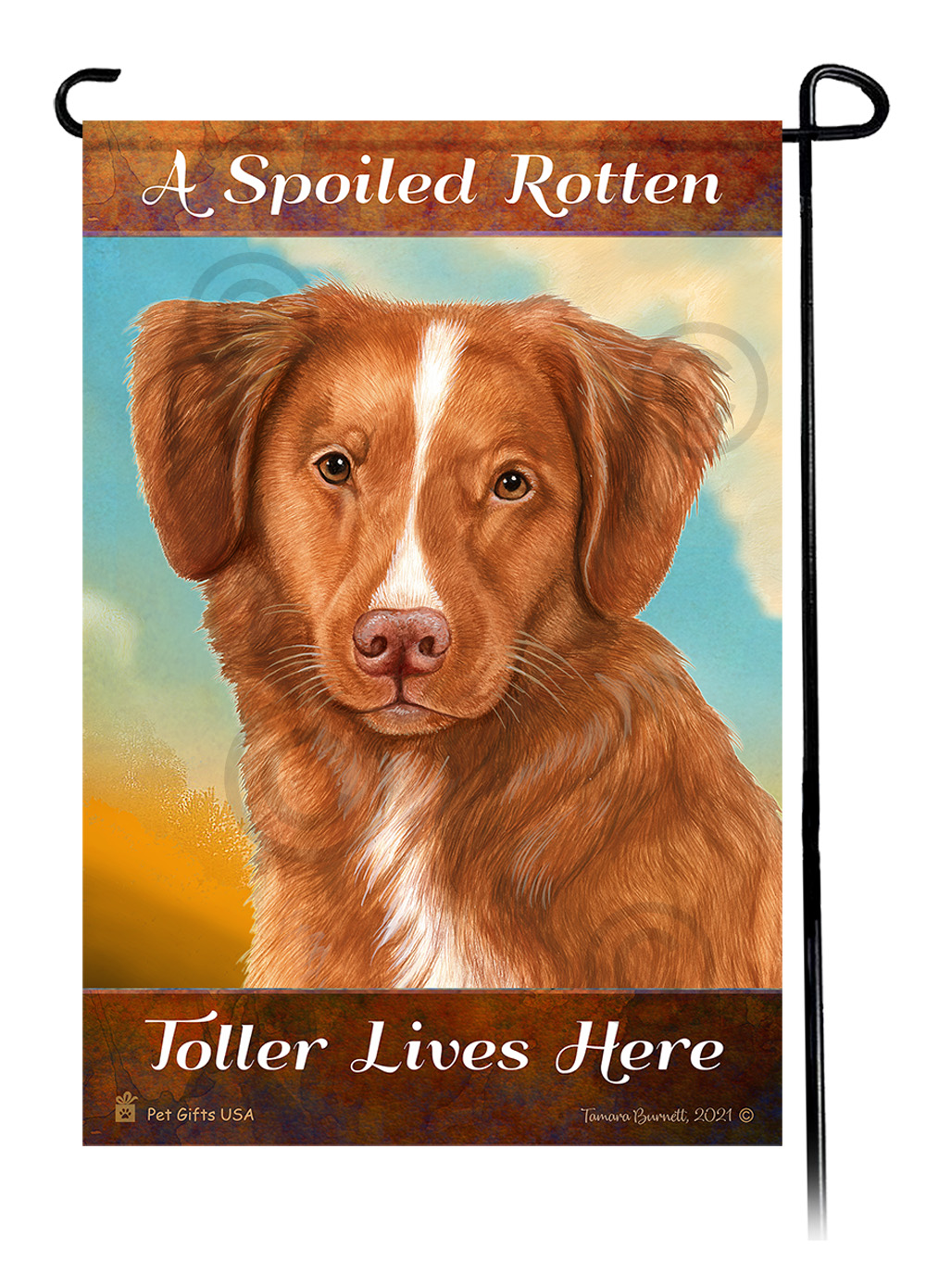 An image of the A Spoiled Rotten Nova Scotia Duck Tolling Retriever Lives Here - Garden Flag
