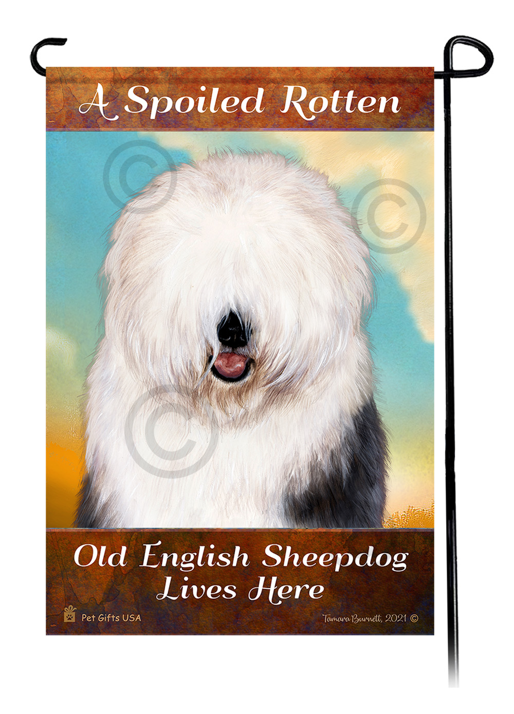 An image of the A Spoiled Rotten Old English Sheepdog Lives Here - Garden Flag