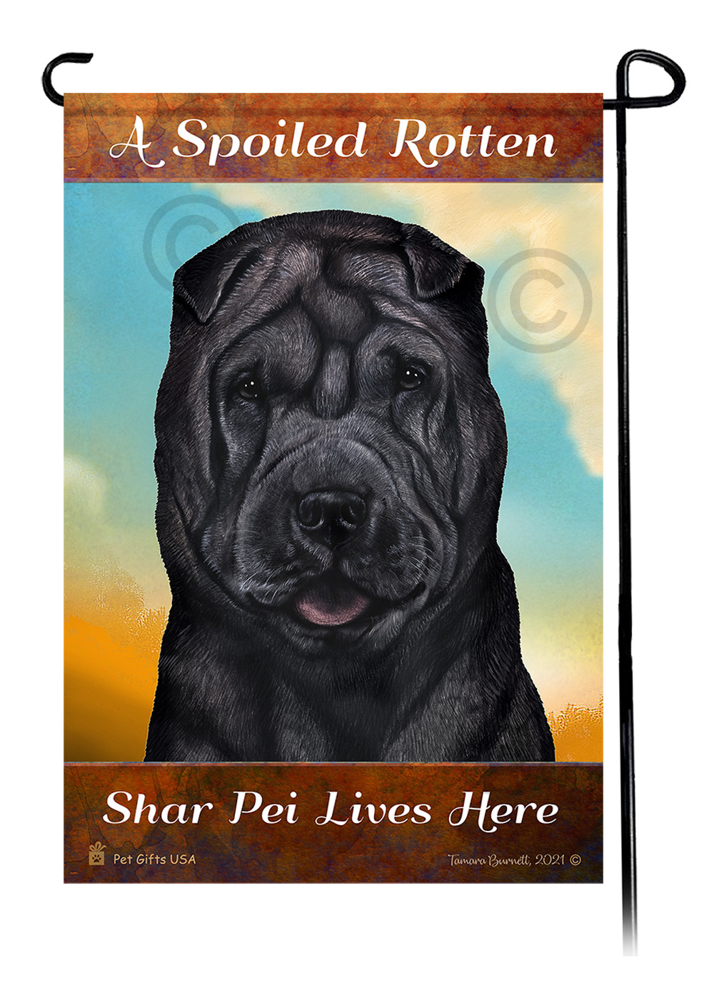 An image of the A Spoiled Rotten Shar Pei Black Lives Here - Garden Flag