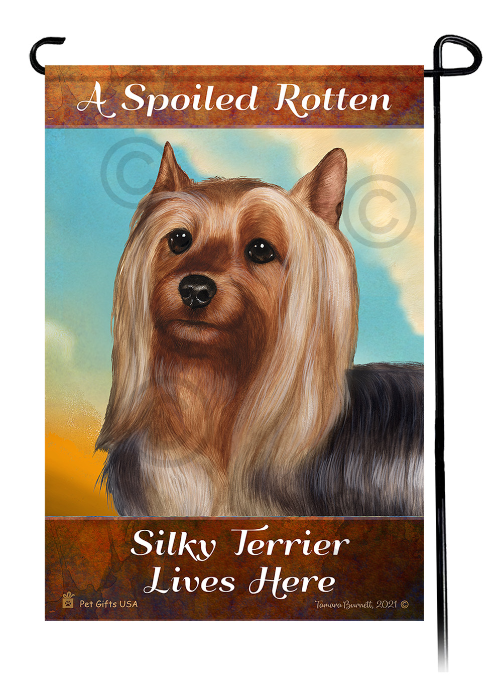 An image of the A Spoiled Rotten Silky Terrier Lives Here - Garden Flag