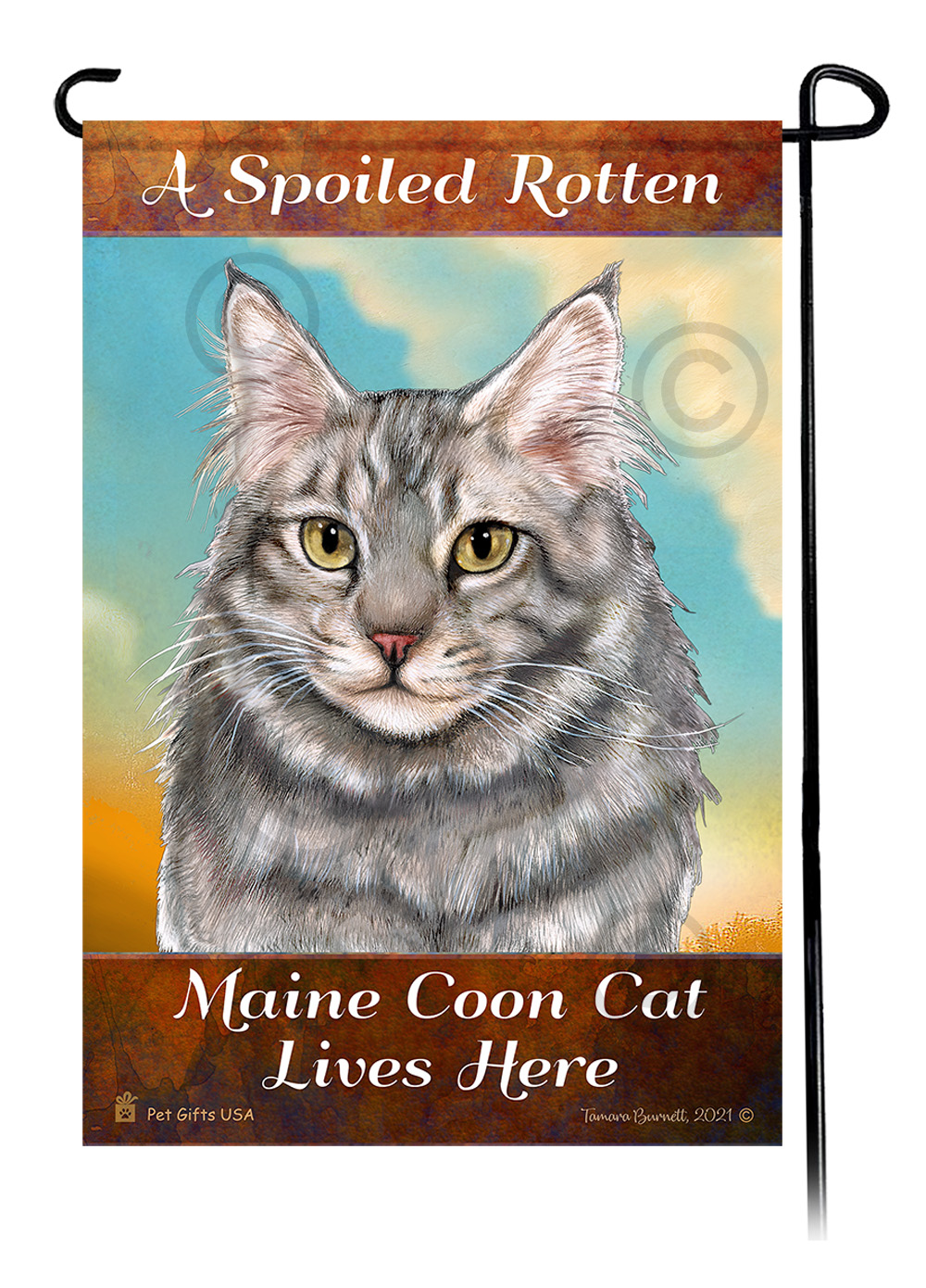 An image of the A Spoiled Rotten Maine Coon Blue Lives Here - Garden Flag