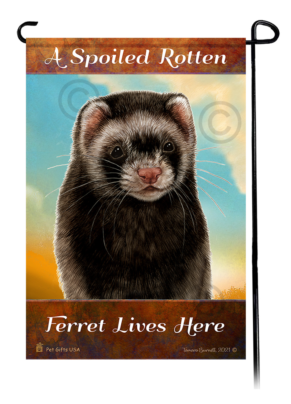An image of the A Spoiled Rotten Ferret Black Sable Lives Here - Garden Flag