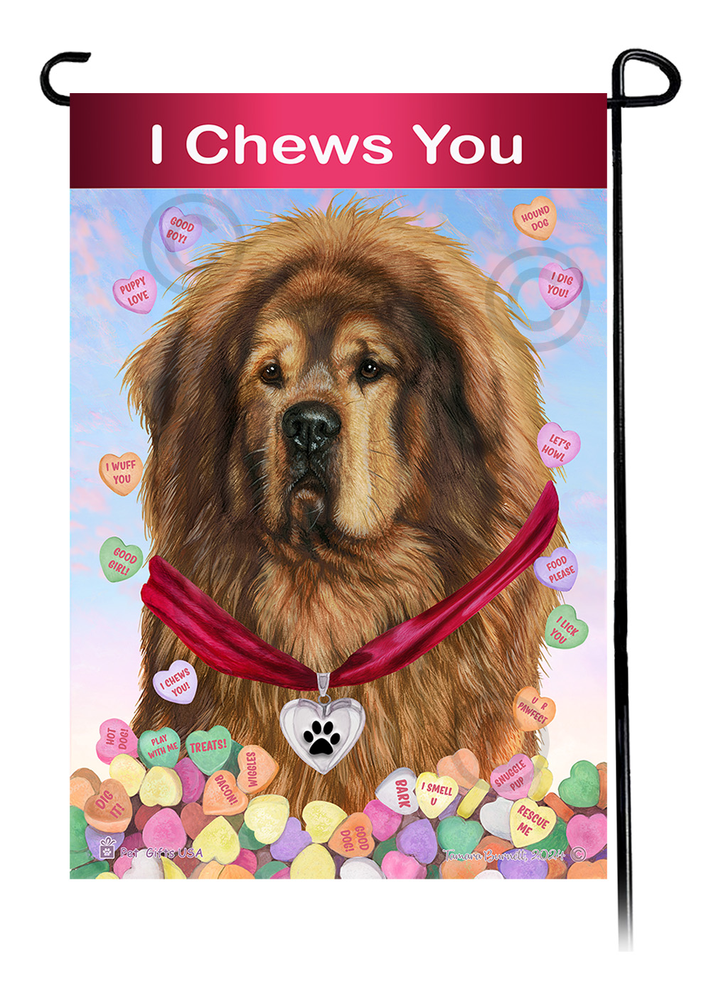 Tibetan Mastiff Brown - Valentine Sweetheart Garden Flag image
