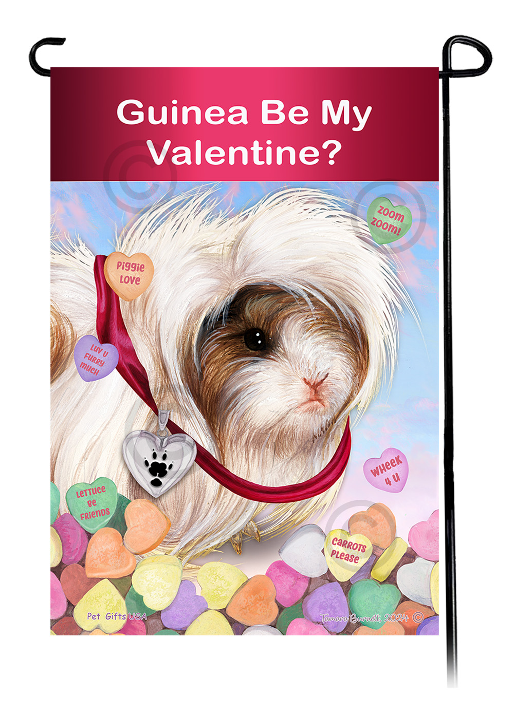 Guinea Pig Peruvian - Valentine Sweetheart Garden Flag image