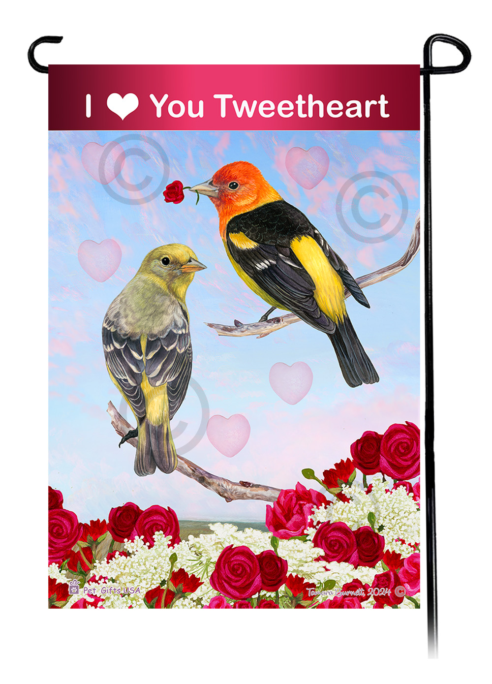 Western Tanager - Valentine Sweetheart Garden Flag image