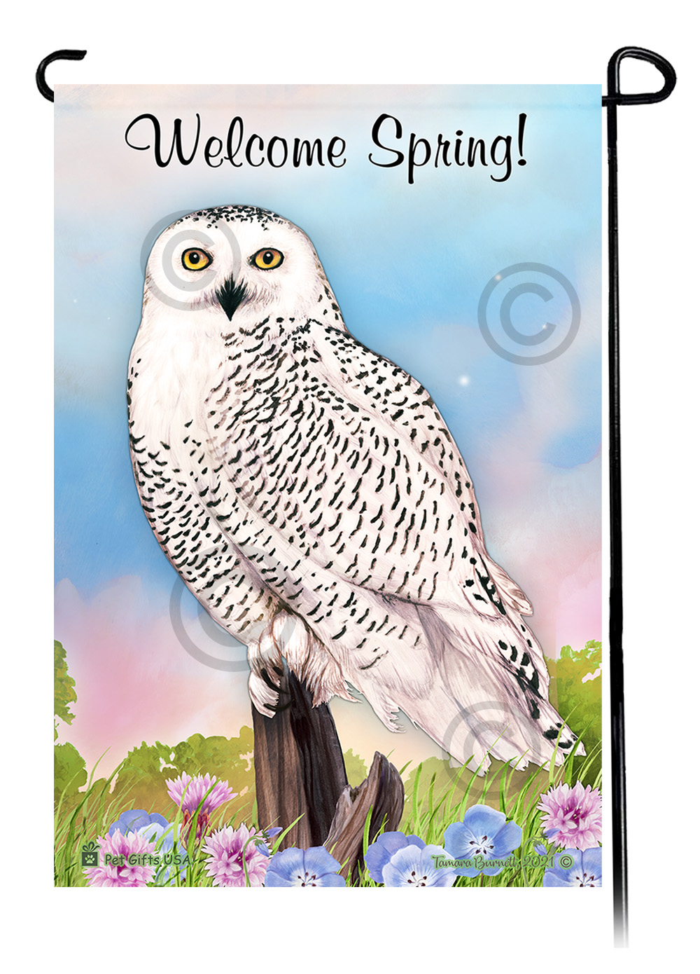 Snowy Owl - Welcome Spring Garden Flag image