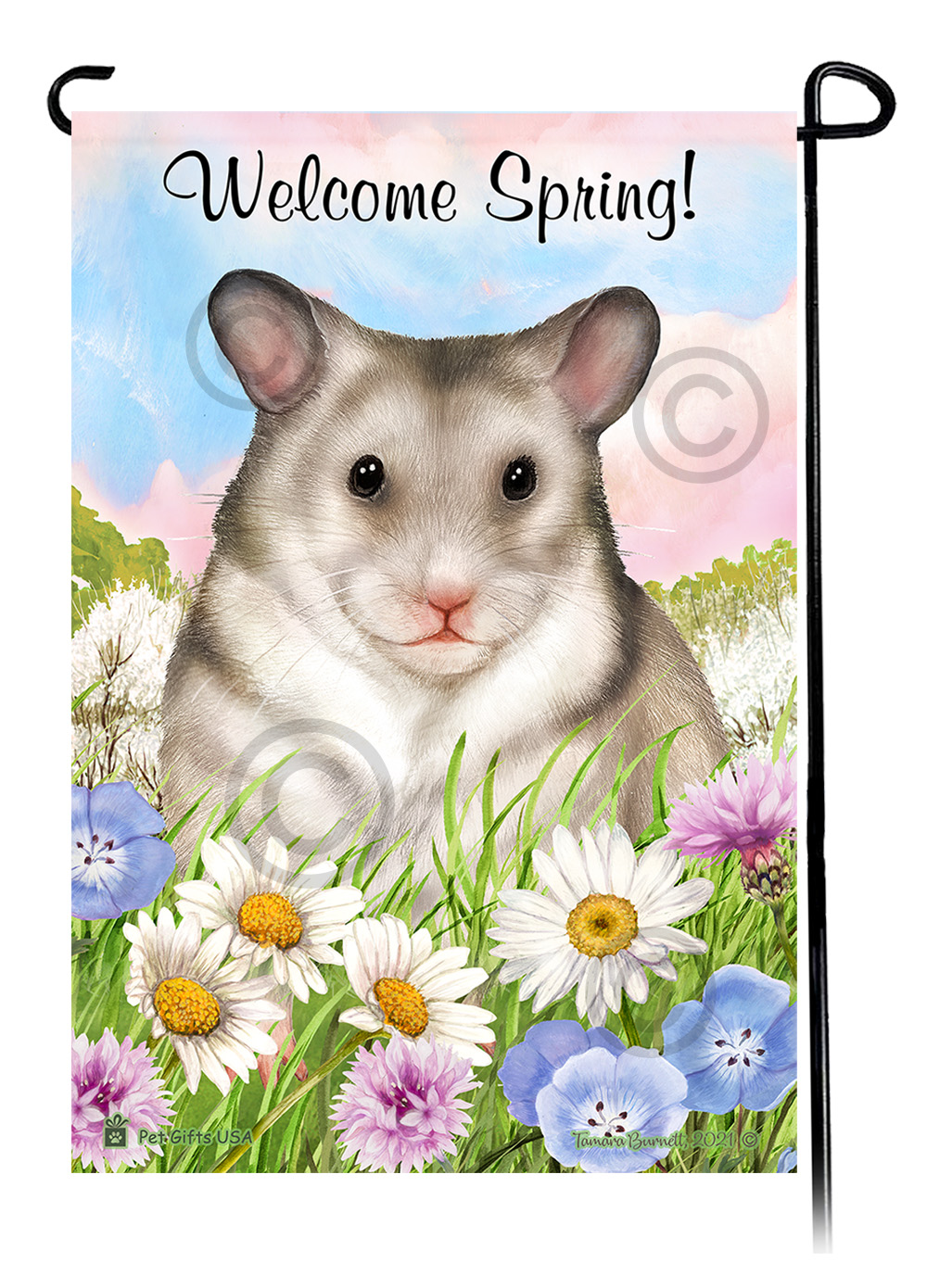 Hamster Silver - Welcome Spring Garden Flag image